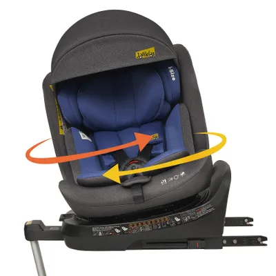 Produktbild von Jovikids 360° Drehbar Kindersitz mit ISOFIX, i-Size 40-150cm(ab Geburt -12 Jahre) Baby Autositz Reboarder mit Liegefunktion, ECE R129 (blau)