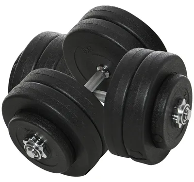 Produktbild von Kurzhantel-Set 2 x 25 kg. 2 x 6 Hantelscheiben mit Kunststoffhš¹lle. bodenschonend. Schwarz