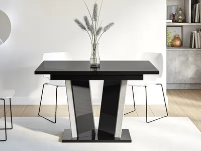 Immagine prodotto di Tavolo da cucina allungabile 120x80 cm FERDEK 2 - cemento / nero lucido
