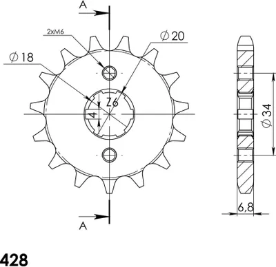 Obrázek produktu pro Ritzel Supersprox 428 - 15Z CST-259:15|grobverzahnt 18,0/20,0