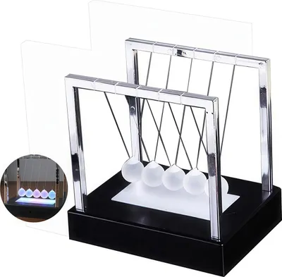 Produktbild von LED Newton-Pendel Leuchtend,Magnetische Kugelstoßpendel mit Farbwechsel,Anti-Stress Physik-Spielzeug für Schreibtisch & Büro,Kreative Dekoration & Geschenkidee