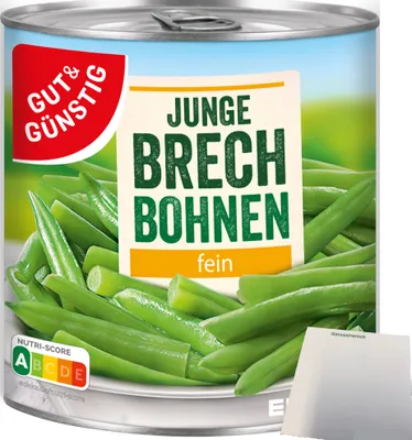 Produktbild von Gut & Günstig Junge Brechbohnen fein (800g Dose) + usy Block