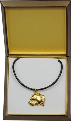 Produktbild von Staffordshire Bull Terrier, Staffordshire Bullterrier III - Hundehalsband in Geschenkbox, vergoldeter Anhänger für Hundefans, auffälliger Schmuck von Art-Dog