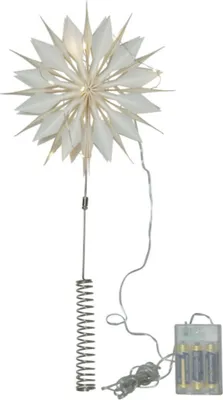 Produktbild von Star Trading 503-12 Baumspitzen-Papierstern "Flinga"weiß, ca. 20 cm Ø, 10 warmwhite LED,exkl. Batterie, Timer, 3m Kabel,Vierfarb-Karton