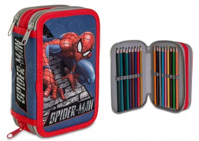 Produktbild von Spiderman Bricks gefülltes zweistöckiges Federmäppchen