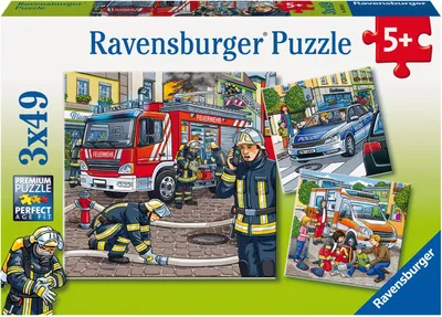 Produktbild von 3 x 49 Teile Ravensburger Kinder Puzzle Helfer in der Not 09335