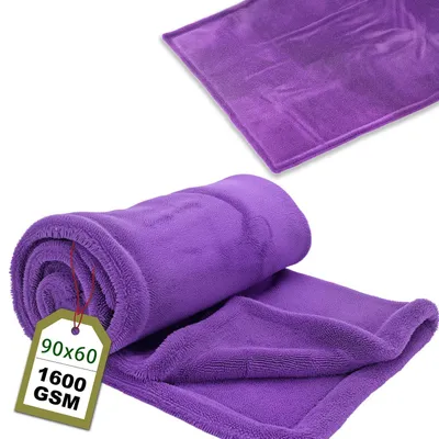 Zdjęcie produktu dla Ręcznik samochodowy do suszenia, XXL, 90x60 cm, 1600 gsm, mikrofibra, fioletowy, nie pozostawia śladów