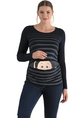 Produktbild von M.M.C. Umstandslangarmshirt Guck Guck mit Motiv, M, Schwarz