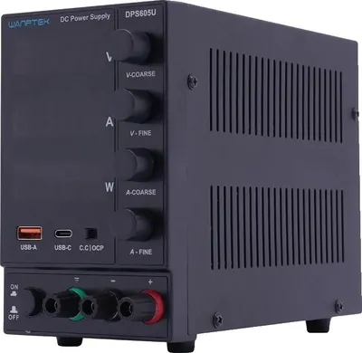 Obrázek produktu pro Laboratorní napájecí zdroj, výstupní napětí 0-60V, výstupní proud 0-5A, rychlonabíjení USB 18W, černý
