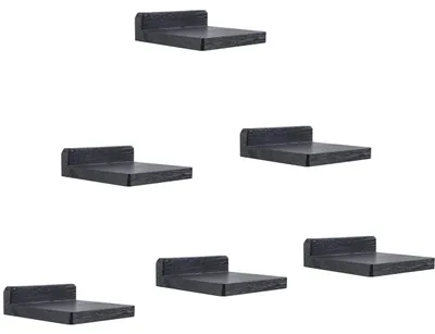 Produktbild von Mini-Wandregale für kleine Gegenstände, kleine Wandregale, 12,7 x 10 x 4 cm, schwebende Holzregale, Schlafzimmerdekoration (schwarz, 6 Stück)