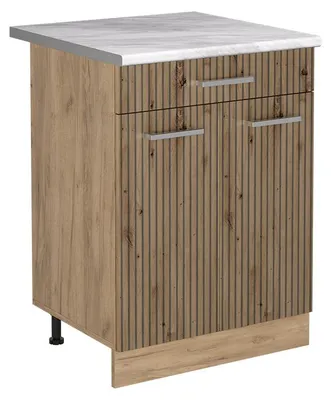 Zdjęcie produktu dla Szafki kuchenne Vicco R-Line Dąb artisan/Dąb goldkraft 60 cm z szufladą blat roboczy Marmur, Model 61195