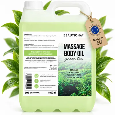 Obrázek produktu pro Beautiona masážní olej Green Tea se sladkým mandlovým olejem 5 l, Obrázek vytvořený pomocí AI