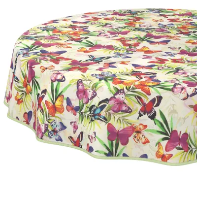 Tischdecke Lucia-Palmen Bunt Rund 120cm Band, Hauptbild
