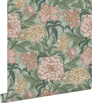 Zdjęcie produktu dla ESTAhome Tapeta zabytkowe kwiaty zielonymIstarego różu 53 cm x 10.05 m