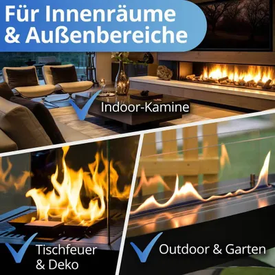 Produktbild von Nanoprotect Bioethanol 96,6% | 2 x 1 Liter | Flüssiger Ethanol Brennstoff für Indoor Kamin und Tischfeuer | Reiner Ethylalkohol als Lösungsmittel | e …