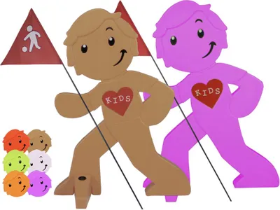 Produktbild von StreetBuddy - Warnfigur, Warnaufsteller, Warnschild für Kindersicherheit 2er Set (Magenta / Beige)