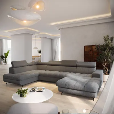 Produktbild von Masseno Ecksofa CORENO mit Schlaffunktion L-Form, Sofa mit Bettkasten, Wohnzimmersofa, Couch, Soffa, Bettsofa, Couchgarnitur- Grau, QUELLE 92