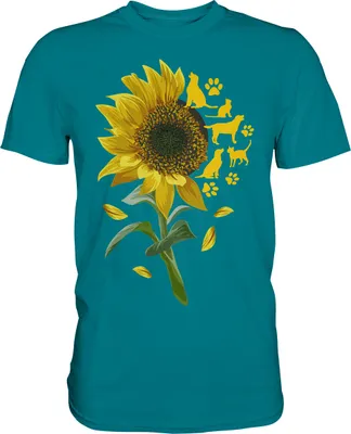 Produktbild von Katzen Hunde Sonnenblumen Shirt Gärtner Tiere Garten Motiv – Diva Blue / XXL