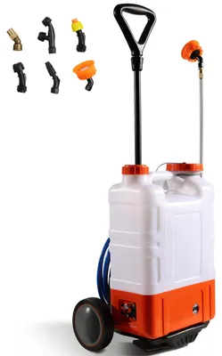 Imagen del producto de Accu Rugspuit - Depósito de 4 galones sobre ruedas - Presión ajustable de 0 a 94 PSI - Para jardín y agricultura