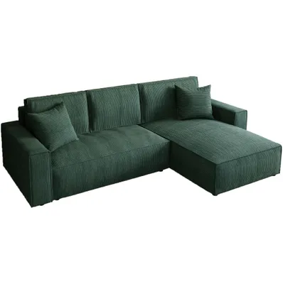 Produktbild von BEAUTYSOFA Ecksofa 290cm, Modernes Bettsofa mit Schlaffunktion und Bettkasten, Schlafsofa, Couch beidseitig montierbar Grün Poso 14 PARYS L - Form