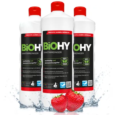 Produktbild von BiOHY Sanitärreiniger, Badreiniger, Kalklöser, Badezimmer Reiniger, 3 x 1 l