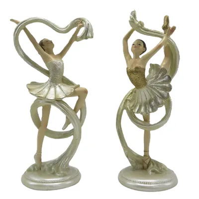 Immagine prodotto di Clayre & Eef Set di 2 Ballerina 18 cm Beige Plastica color oro