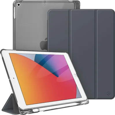 Produktbild von Fintie Hülle für iPad 9. Generation 2021/8. Gen 2020/7. Gen 2019 10.2 Zoll mit Stifthalter, ultradünne leichte Schutzhülle mit transparenter Rückseite und Auto Schlaf/Wach Funktion, Himmelgrau