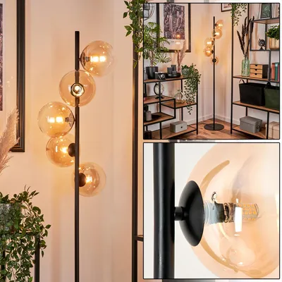 Produktbild von Garaguso Stehlampe aus Metall/Glas in Schwarz/Bernsteinfarben/Klar