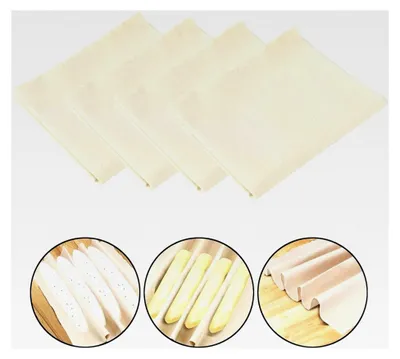 Produktbild von 4 Stück Leinentuch zum Brotbacken, 100% Naturleinen 75 x 45 cm, Backtuch für Bäcker, Zubehör für Teig und Baguette