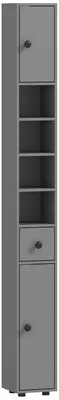 Immagine prodotto di Mobiletto da bagno con 4 scomparti e un cassetto | Colore: Grigio | Dimensioni: 20x20x180 cm
