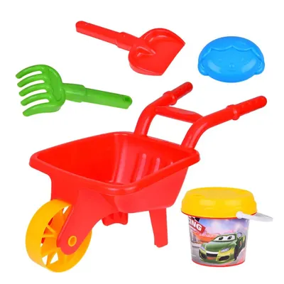 Produktbild von Schubkarre für Kinder, Sandkastenzubehör, Eimer, Schaufel, Rechen ZA5469