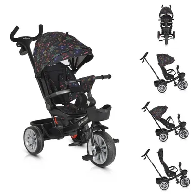 Produktbild von Byox Tricycle Space 3 in 1 Dreirad Getränkehalter, Korb, Schiebegriff, EVA-Räder bunt
