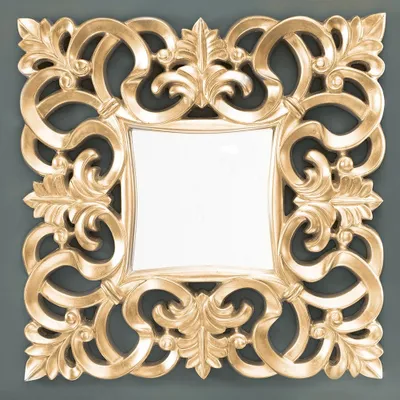 Produktbild von cagü: Romantischer Wandspiegel FLORENCE Gold Antik in Barock-Design Quadrat 75cm x 75cm
