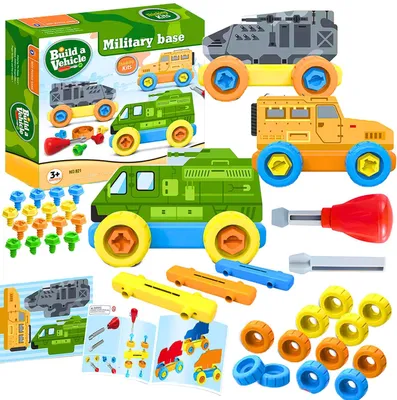 Produktbild von Montessori Bauklötze Set Bauwagen Schraubenzieher und Zubehör
