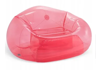 A transparent pink inflatable chair.