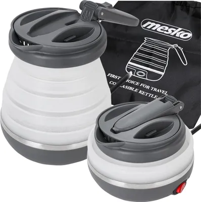 Zdjęcie produktu dla Składany czajnik elektryczny Mesko MS1375, 0,6 l, silikonowy, bez BPA, biały