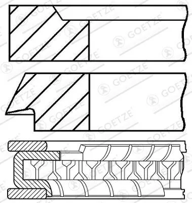 Produktbild von GOETZE ENGINE 08-407722-10 Kolbenringsatz Kolbenringe für VOLVO 240 Kombi (P245) 740 Kombi (745) 740 (744) 240 (P242, P244) 760 (704, 764)