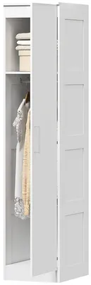 Immagine prodotto di Armadio stretto con asta appendiabiti e ripiano | Colore: Bianco | Dimensioni: 52x40x180 cm