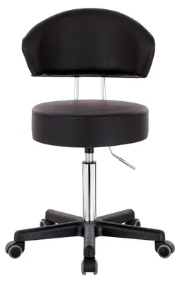 Produktbild von Profi Rollhocker XL mit Rückenlehne - große Sitzfläche - Sitzhöhe bis ca. 70 cm verstellbar - Arbeitshocker, Studiohocker, Drehhocker, Küchenhocker, Kosmetikhocker, Bürostuhl - schwarz
