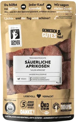 Produktbild von Aprikosen leicht säuerlich, getrocknet, Trockenfrüchte ohne Zuckerzusatz & ungeschwefelt, 3 x 200g
