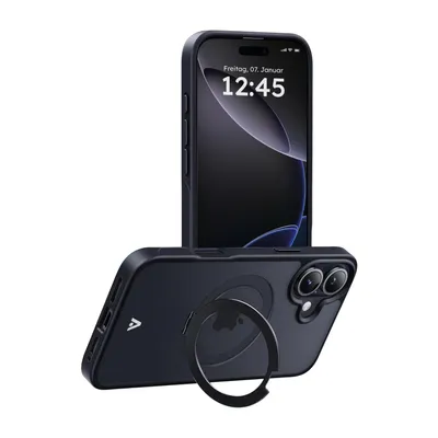 Produktbild von alkaya Lucid 360 FlexStand Case mit Magsafe für iPhone 16 schwarz