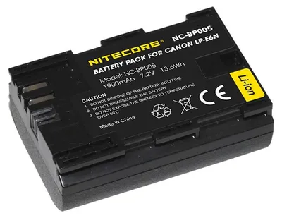 Immagine prodotto di Nitecore LP-E6N 1900mAh li-on batteria compatibile Canon Eos