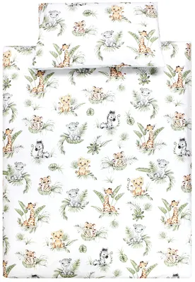 Produktbild von TupTam Kinder Bettwäsche Set Babybettwäsche Bettbezug 100 x 135 120 x 90 Kissenbezug 40 x 60 Jungen Mädchen 2-tlg, Farbe: Safari / Löwe / Braun / Blätter / Grün, Größe: 120x90 cm
