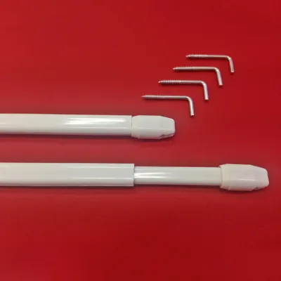 Produktbild von Vitragestangen 2er Pack inkl. Schraubhaken - Breite 100 - 180 cm ausziehbar 11 mm Höhe - silber-matt / chrome-matt