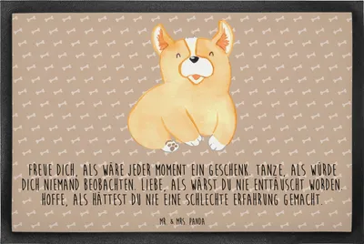 Produktbild von Mr. & Mrs. Panda fußmatte Corgie 60 x 90 cm - Hundeglück - Geschenk, Spruch, Hund, Sprüche, Bodenvorleger, Corgi, Schmutzmatte, Lebensfroh, Fussmatte, Eingangsmatte