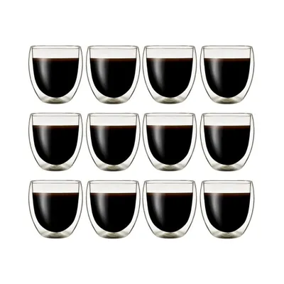 Produktbild von Klasique Doppelwandige Espresso Gläser 100ml, 12 stk Thermogläser Borosilikat, Schwebeeffekt, Hitzebeständig, Spülmaschinenfest, Gläser Doppelwandig