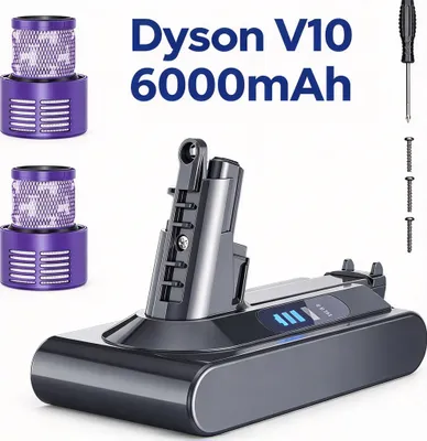 Immagine prodotto di Batteria Dyson V10 6000 mAh, batteria di ricambio per V10 Absolute/Animal (SV12), ricaricabile