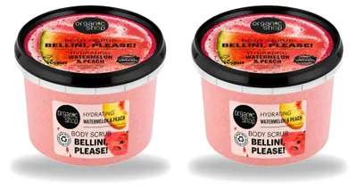 Productafbeelding van 2 x Biologische body scrub Watermeloen & Perzik - 250 ml - Voordeelverpakking - 2 stuks