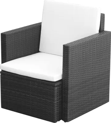 Produktbild von Gartenstuhl mit Polstern und Kissen Poly Rattan Schwarz