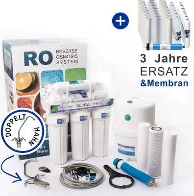 Produktbild von Umkehrosmoseanlage 6 Stufen RO6 Wasserfilter Mit Doppelt Hahn Und 3 Jahre Ersatz +Membran